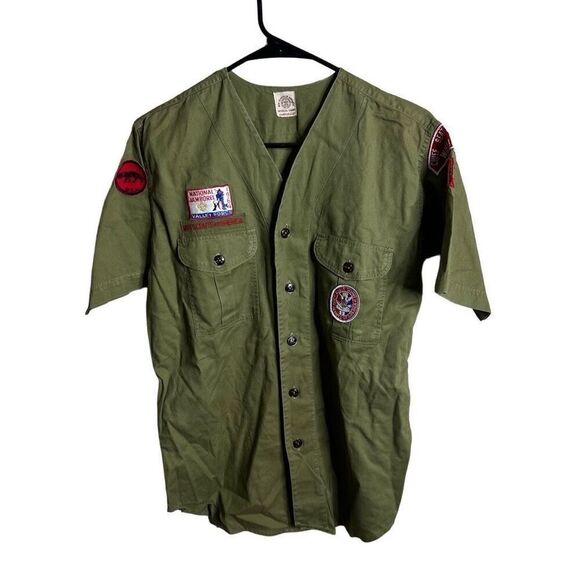 Vintage 60s Boys Scouts Button Down Shirt Small - Picture 1 of 5